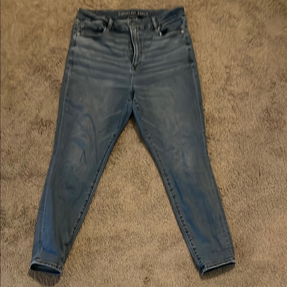 American Eagle Blue Skinny Jeans High-Rise Tapered